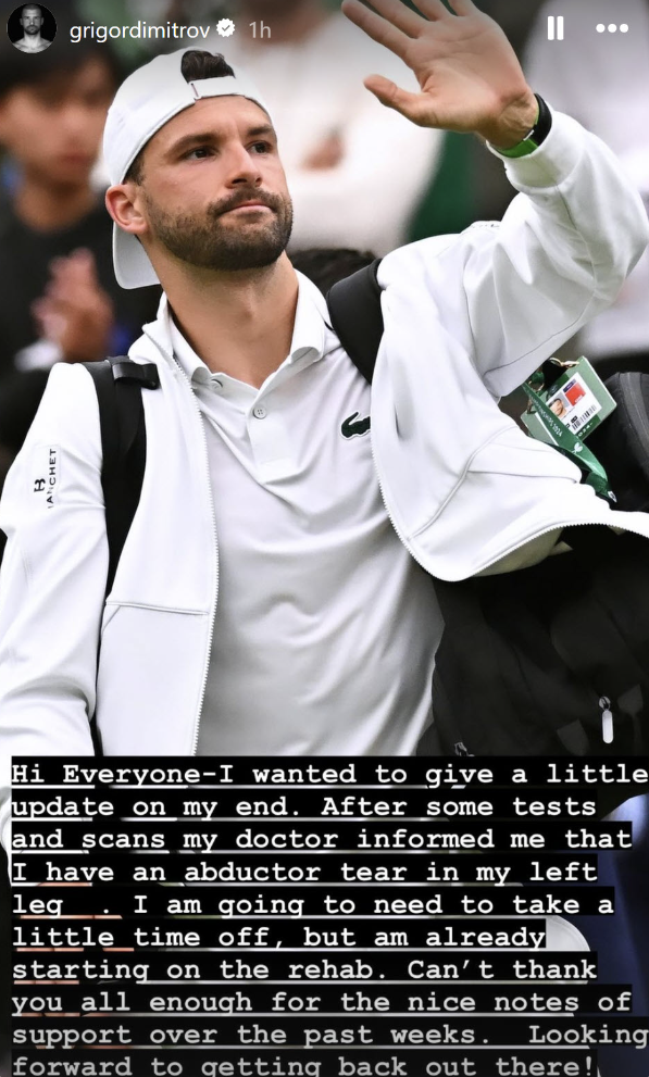 Dimitrov gives injury